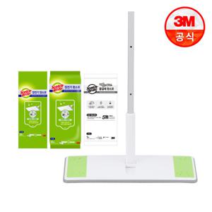 (단독스페셜특가) 3M 대형 올터치 막대걸레 +정진기10매+물걸레 1매+정전기 청소포 30매
