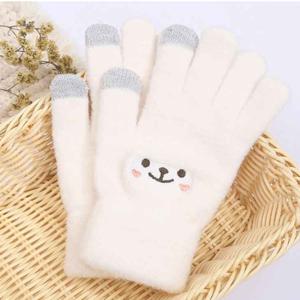 스마일 스마트폰 터치 겨울 방한 털 장갑 여성 선물 귀여운 디자인과 보온력을 겸비한 방한 필수품