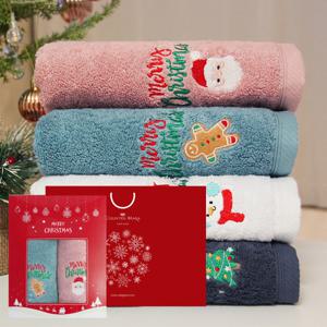 송월 크리스마스 자수 수건 윈터 에디션 2매세트(레드박스+쇼핑백)