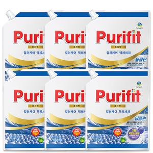 하루그린 퓨리핏 딥클린 컬러케어 캡형 리필 세탁세제 2.1L 6개 액체세제
