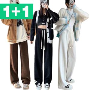 1+1 코듀로이 기모바지 여성 밴딩 트레이닝 와이드 골덴 조거팬츠 OFDJ-LPT4