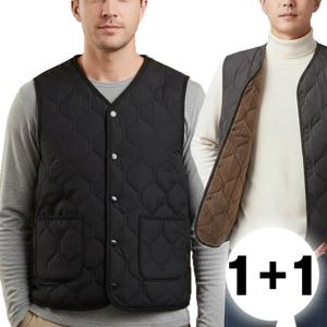1+1 빅사이즈 남성 경량 퀄팅 패딩조끼 보온 방한 조끼 (3color)