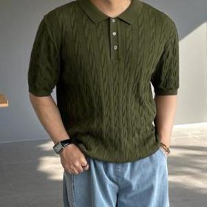 단독특가 아이스 쿨링 머슬핏 꽈배기 니트 카라티 헨리넥 반팔 데이트룩 딱 7일동안만 할인이벤트