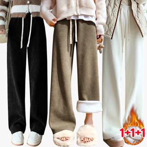 1+1+1(3종세트) 패스타임 와이드 팬츠 슬랙스 여성 겨울 하이웨스트 기모 일자핏 코듀로이 롱바지 LP0593