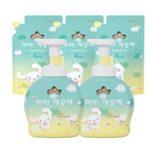 아이깨끗해 X 시나모롤 숲속산책향 핸드워시  490ml 용기 2개 + 450ml 리필 3개