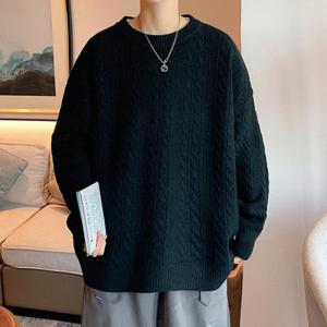 베이직 남자니트 가을 겨울 스웨터 폴리에스터 루즈핏 라운드 남성 꽈배기 니트 MNT9