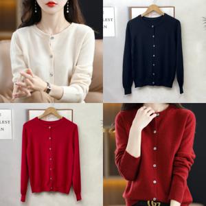 여성 겨울 긴팔 무지 줄무늬 스트라이프 니트 니트티 브이넥 라운드넥 가디건 회색 그레이