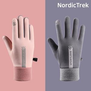 NordicTrek 남여 겨울 장갑 페브릭 데일리 스마트폰 터치기능 등산 자전거 캠핑 방수 방한 기모