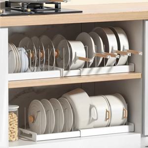 OMBRY 주방 정리대 후라이팬/냄비 수납 선반 길이조절+공간절약