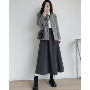 여성 모던 트렌디 코듀로이 골지 스판 기모 롱스커트 플레어 A라인 밴딩 골덴 치마 (2장이상추가할인)