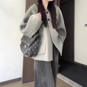 여성 아우터 겨울 숏 루즈핏 라운드 캐주얼 데일리 통근 코트