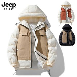 지프 JEEP SPIRIT 남녀공용 투톤 패딩자켓 트리밍 점퍼 레이어드 스타일