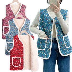 (15%쿠폰)8930원1+1역대급세일 촌캉스 할머니조끼 플라워 꽃무늬 방한 조끼 누빔 양털 어머니 할머니 김장