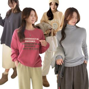 데일리앤 겨울 신상 기본 기모 베이직 프린팅 스트라이프 맨투맨 롱 긴팔 티셔츠 모음