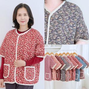 엄마옷 마미소 꽃무늬 반팔 조끼 할머니 촌캉스 김장 단추 누빔 할머니 빅사이즈 40 70 마담 중년 여성 옷