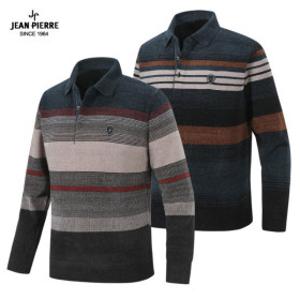 겨울 백화점용 고급 남자 벨로아 기모 카라티 카라넥 골프티 골프웨어 긴팔 티셔츠 JP