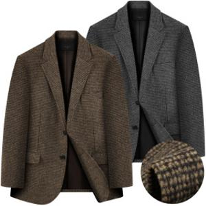 중년 남성 겨울 자켓 국내생산 기모 체크 모직 울자켓 블레이저 추동 남자 정장 마이 콤비자켓 빅사이즈