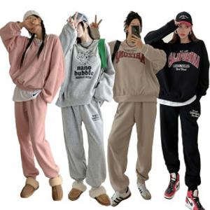 면 기모 여성 트레이닝 세트 모음전 봄 여름 가을 겨울 패딩 바지 홈웨어 빅사이즈 운동복 츄리닝