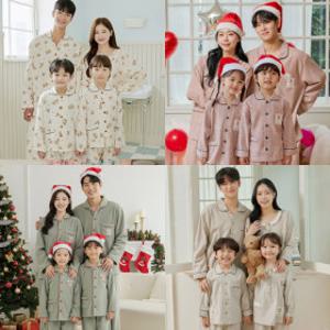 국산 커플 가족 잠옷 패밀리 여성 남성 빅사이즈 순면 긴팔 파자마 세트 홈웨어 여행 겨울 피치 기모 수면