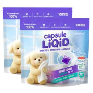 리퀴드 고농축 라벤더 캡슐세제 100개입+100개입 / 8배 고농축 중성 피부저자극 세탁세제 대용량