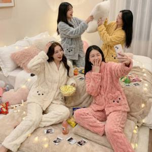 (15%쿠폰) 곰돌이 수면잠옷세트 겨울 파자마 파티 여성잠옷세트 상하세트 홈웨어
