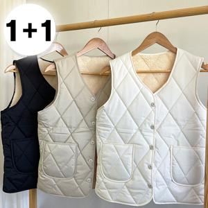 1+1 빅사이즈 퀼팅 경량 패딩 조끼 방한조끼 겨울조끼 (3color)