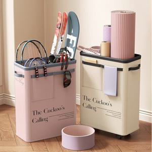 다용도 이동식 운동기구 요가매트 폼롤러 보관함 수납 카트 접이식 손잡이 세탁 가능 (2개이상추가할인)