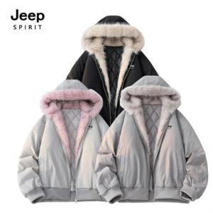 지프스피릿 가을겨울 남녀공용 퍼 칼라 후드 숏 패딩 점퍼 QZ2524