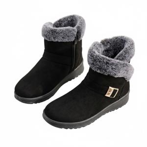 겨울 여성 털부츠 스웨이드 옆지퍼 방한 여자 기모 신발 숏 부츠