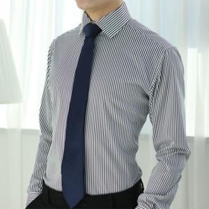 구김없는 스판 남자 스트라이프 정장 드레스 와이셔츠