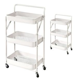 (1+1)접이식 철제 이동식 트롤리 3단 바스켓 주방 틈새 수납 선반 정리 1+1 행사중 2개묶음 발송 됩니다