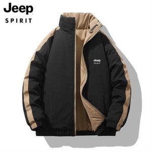 지프 JEEP SPIRIT 양면에 칼라 면옷을 입은 남성 겨울 두꺼운 스포츠 외투 방풍 등산 재킷