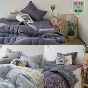 {베개솜포함}이불패드세트 /차렵이불+패드+베개커버+베개솜 기숙사 극세사 이불세트  {가을 겨울 신상추가}