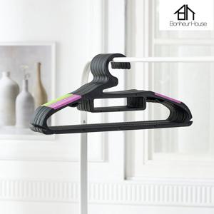 (8% 깜짝쿠폰) 보네르 베이직 논슬립 옷걸이 100P 국내생산 / 보라색 그린 / 타이 벨트걸이 S라인 바지걸이