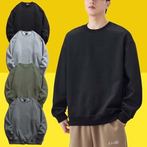 남자 겨울 기모 맨투맨 오버핏 티셔츠 간절기 남녀공용 커플 작업복 라운드티 시즌 할인 중