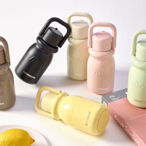 (런칭특가) 홀로홀로 밀크 텀블러 430ml 파우치 구성 보온병 원터치 스텐 손잡이 머그 컵 7color + 파우치
