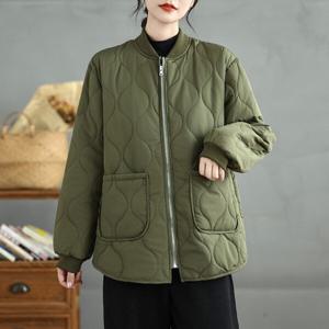 SUTA 패딩 점퍼 코트 여자 루즈핏 경량 패딩 점퍼 라운드넥 누빔 방한 자켓