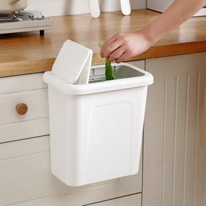 (20%쿠폰/1+1한정특가) 올화이트 책상 옆 주방 수납 걸이형 슬라이딩 다용도 휴지통 9L / 폴딩 심플 휴지통