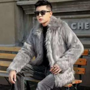 남자밍크코트 여우털 페이크 폭스 퍼 인조 모피 털 코트 자켓
