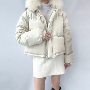 (나인포시즌)점점 여성 자체제작 리얼 구스 폭스퍼 100 퍼카라 다운 아이보리 패딩 숏패딩_P332381832