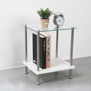 레이 화이트 모듈 수납 선반 장식장 2단 거실 유리 진열장