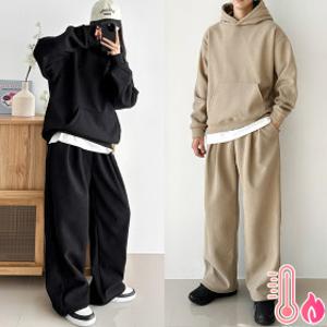 올겨울 교복템 M양털 골덴 후드 핀턱와이드 세트 오버핏 기모 트레이닝SET 남녀공용