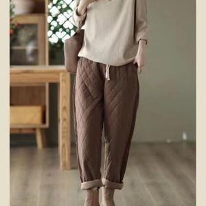 여성 겨울 바지 빅사이즈 착용감 편안한 패딩팬츠 포근한 밴딩 팬츠