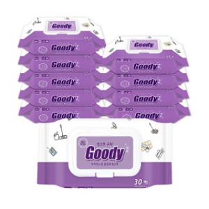 물걸레청소포 캡형 30매 10팩 300장 UV 살균 정제수/밀대호환/베이킹소다