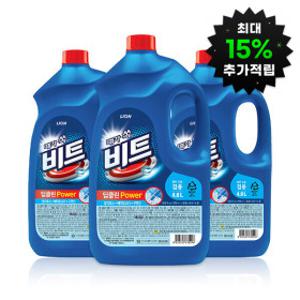 (최대 15%적립)비트 딥클린파워 액체세탁세제 일반/드럼 겸용 용기 4L 3개