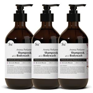 수오가닉 퍼퓸 샴푸워시 러블리블라썸 1000ml 3개