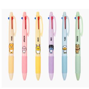 카카오프렌즈 3색 볼펜 0.7mm 멀티펜 다색펜 1개 /  라이언 어피치 무지 튜브 네오 프로도 택1  최신제조