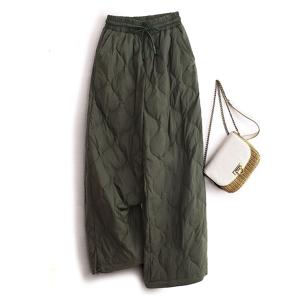 빅사이즈 여성 와이드 패딩 팬츠 도툼 웰론솜 슬랙스 밴딩 팬츠 방풍방한바지