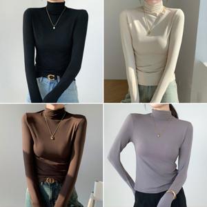 (겨울필수템) 여성 심플 베이직 목폴라 긴팔 티셔츠