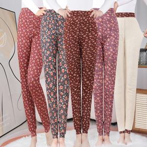 여성 꽃무늬 패턴 기모융털 안감 방한 방풍 보온 플라워 발열 팬츠 여자 겨울 생활 바지 (2장이상추가할인)